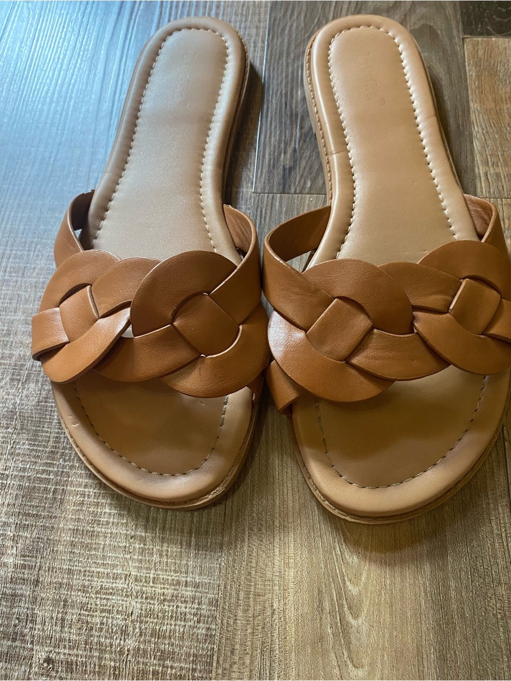 Source Unknown Braided Slide Sandals - Brown